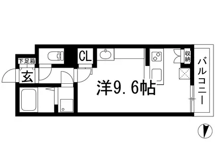 レオネクストリバーサイドⅡ(ワンルーム/2階)の間取り写真