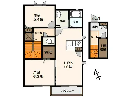 ヒルズエビスIII(2LDK/2階)の間取り写真