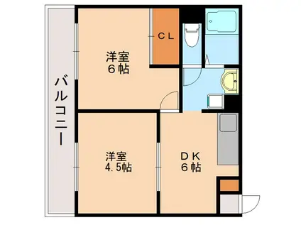 シーサイドヴィラ津屋崎II(2DK/2階)の間取り写真