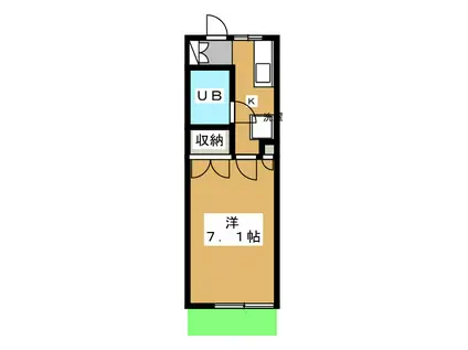 ウッドビレッジII(1K/1階)の間取り写真