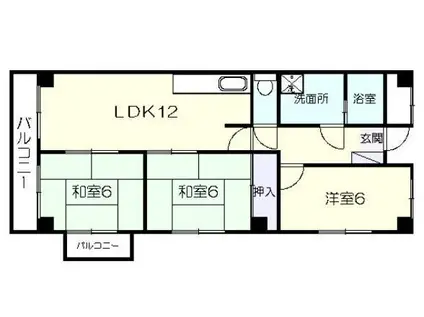 アクロパレス紅葉(3LDK/3階)の間取り写真