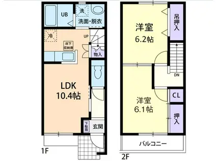 メゾネット クオーレ(2LDK/1階)の間取り写真