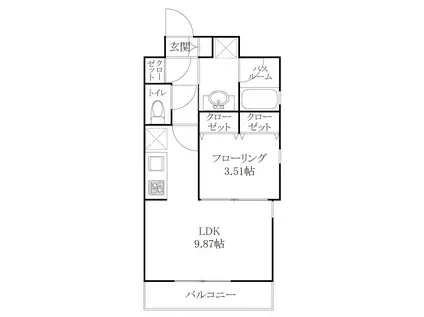 GRAND HILL IWASE BLD(1LDK/2階)の間取り写真