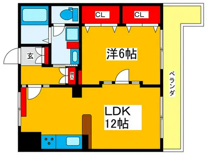 コオポスアペアII(1LDK/2階)の間取り写真