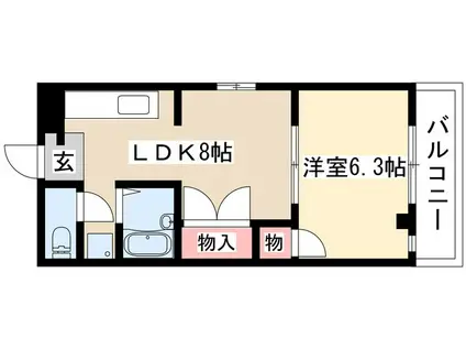 ラフォーレAOKI(1LDK/3階)の間取り写真