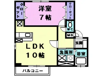 メノマーレII(1LDK/2階)の間取り写真