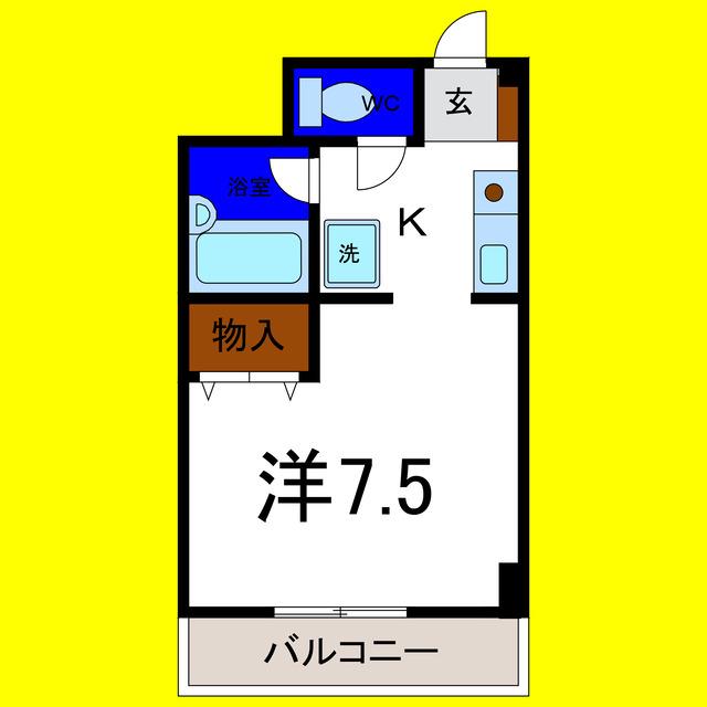 ハイツみやび(1K/4階)の間取り写真