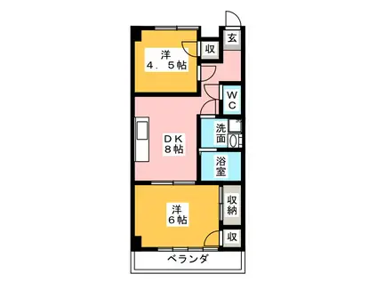ヤマシタビル(2DK/4階)の間取り写真