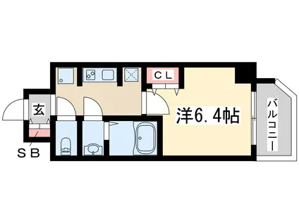 エスレジデンス新大阪ウエスト(1K/2階)の間取り写真
