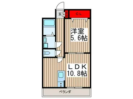マンションプラティーノ(1LDK/2階)の間取り写真