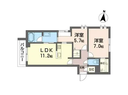 ブランシェ中野新橋(2LDK/2階)の間取り写真