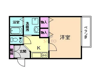 ルミエール三和(1K/2階)の間取り写真