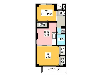 仙台坂アルカディア(2DK/9階)の間取り写真