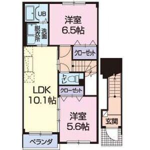 ニューアーバンA(2LDK/2階)の間取り写真
