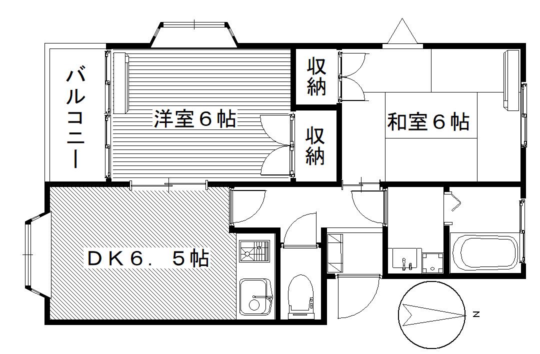 ユニオンIIIAB(2DK/2階)の間取り写真