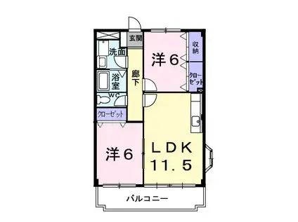 エクセルステージ8(2LDK/2階)の間取り写真