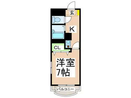 プロムナード京町台(1K/3階)の間取り写真