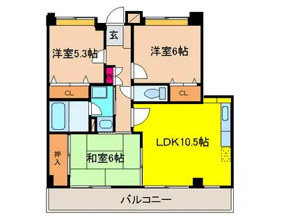 グレイスコート千里丘(3LDK/2階)の間取り写真