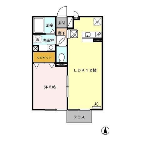 セントスクエアー(1LDK/1階)の間取り写真
