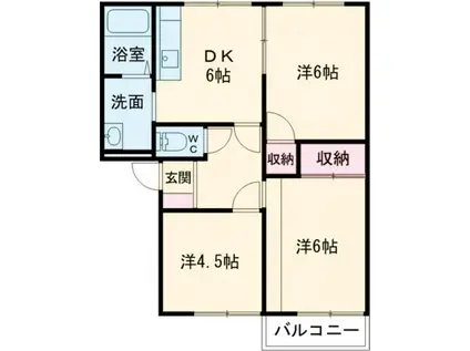 カーサ・アトリオB(3DK/2階)の間取り写真