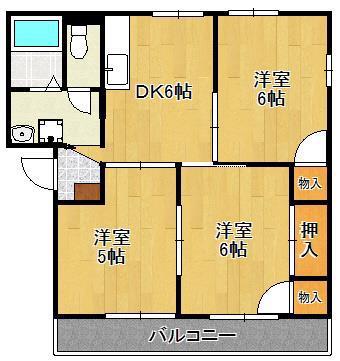 キャラメルハウス C棟(3DK/2階)の間取り写真