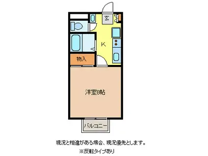 サフラン栗田(1K/1階)の間取り写真