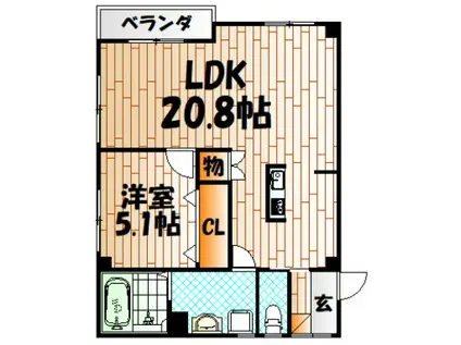 小西ビル(1LDK/3階)の間取り写真