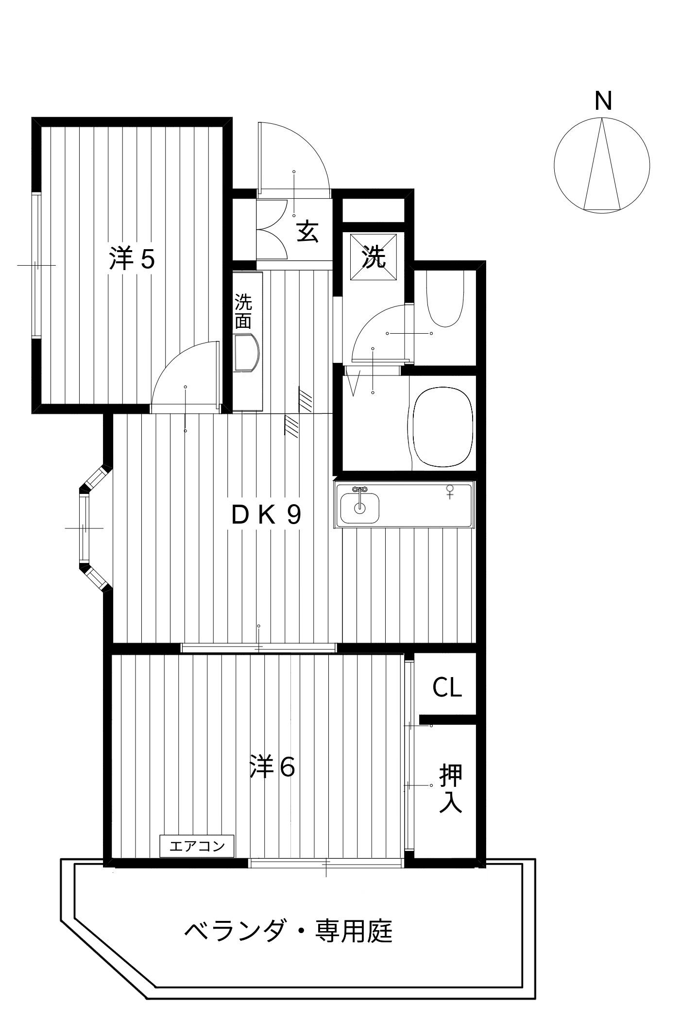 山口マンション(2DK/1階)の間取り写真
