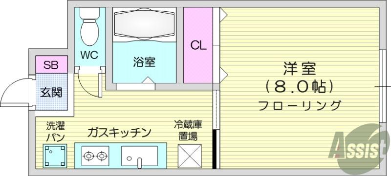 カーサ・フェリス(1K/1階)の間取り写真