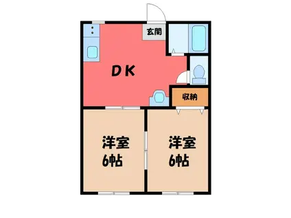 ドミールひろき(2DK/2階)の間取り写真