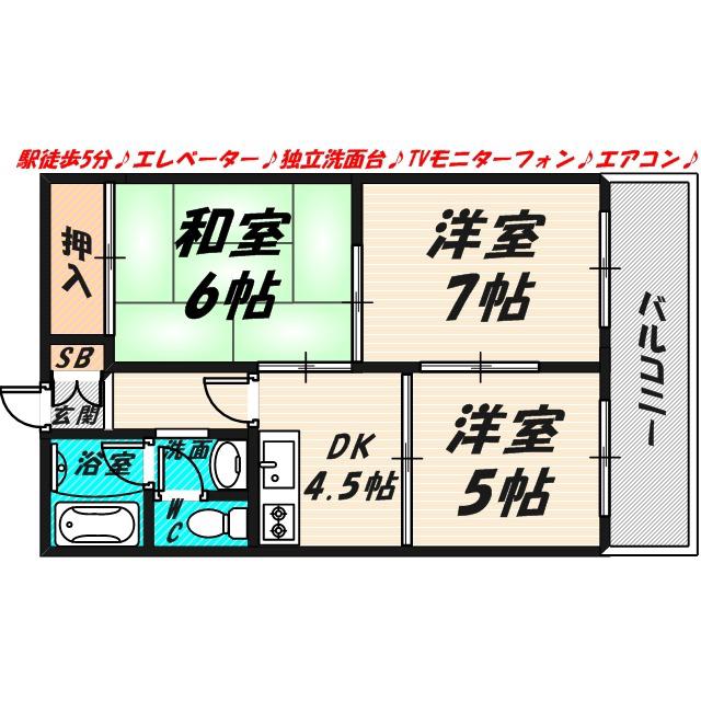 ホワイトハイツ(3DK/1階)の間取り写真