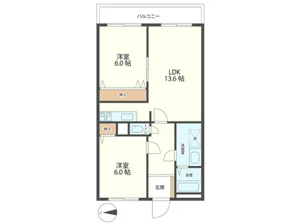 信開ドムス大領中(2LDK/5階)の間取り写真