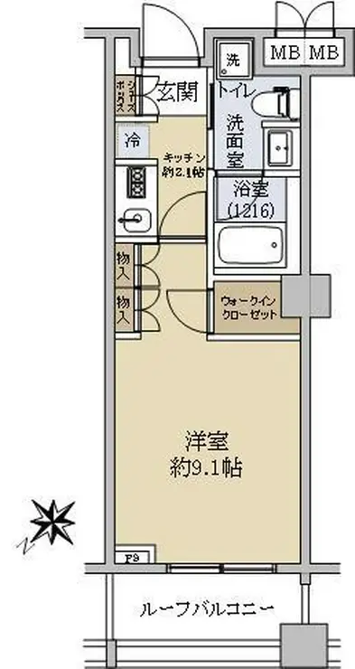 シティインデックス三田伊皿子坂 2階階 間取り
