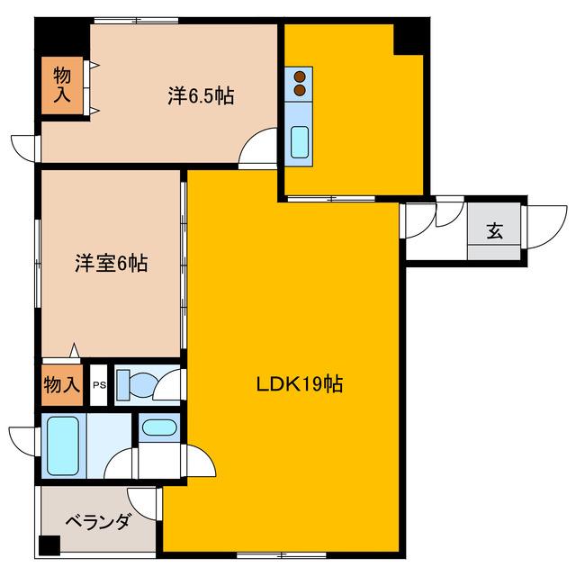 さくらタワー長良(2LDK/6階)の間取り写真