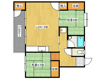 鈴が台マンション A棟(2LDK/1階)の間取り写真