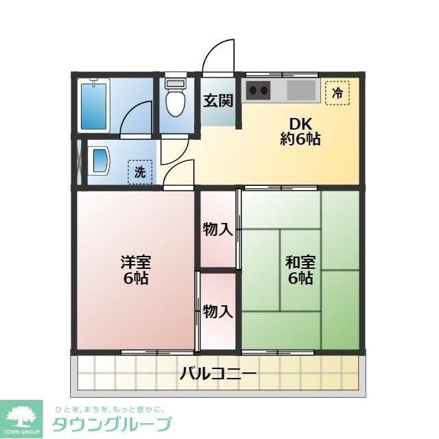 久米川グリーンハイツ(2DK/2階)の間取り写真