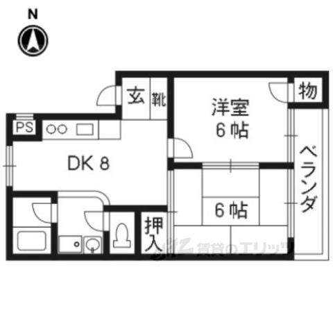 サンヴェール相国(2DK/1階)の間取り写真