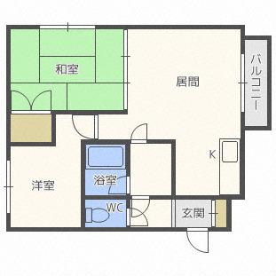 セピア発寒中央公園(2LDK/4階)の間取り写真