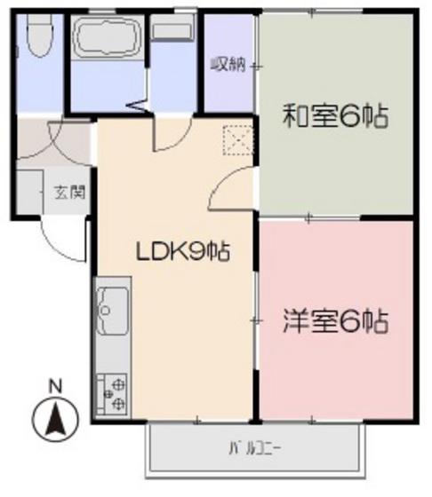アムール・ディス(2LDK/2階)の間取り写真