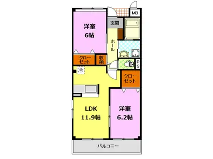 エトワール城東(2LDK/3階)の間取り写真