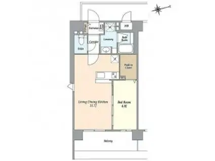 アトリオフラッツ井尻(1LDK/3階)の間取り写真