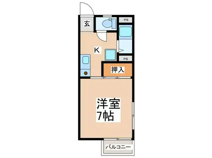 シティーハイツ(1K/1階)の間取り写真