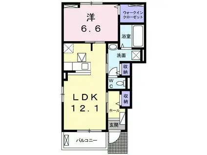 アンジュの家I(1LDK/1階)の間取り写真