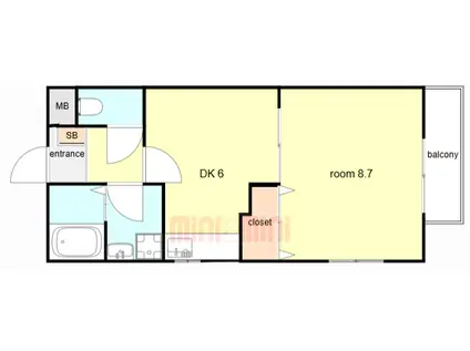 クレシェンド岡本(1DK/2階)の間取り写真