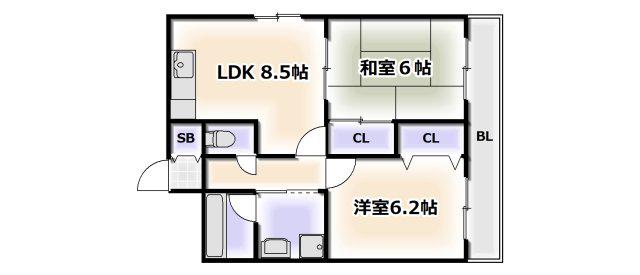 イルプリモ桜川(2LDK/10階)の間取り写真