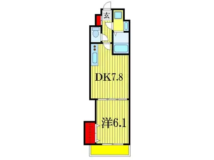 ヴィクトリアンコート千葉(1DK/2階)の間取り写真