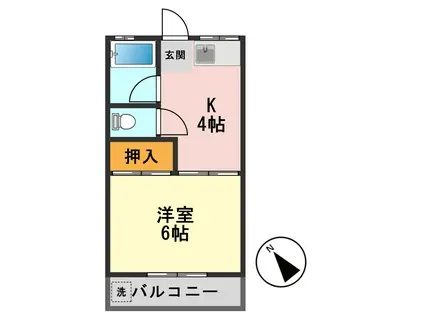 みゆきハイツ(1K/2階)の間取り写真