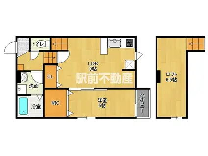 MIRISE県庁東(1LDK/1階)の間取り写真