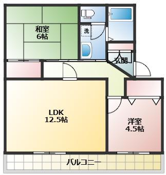 操南ハイツ(2LDK/3階)の間取り写真