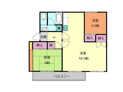 西大寺7号棟(2LDK/4階)の間取り写真